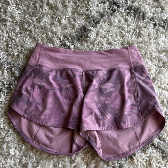 Lululemon Speed Up Short Long *4" Updated Fit Incognito Camo Pink Taupe Multi - Picture 1 of 3